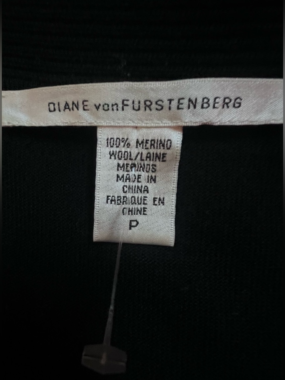 Diane von Furstenberg DVF Black 100% Merino Wool Wrap Sweater Dress, P (Small) - Picture 10 of 11